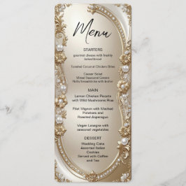 Golden Ornate Frame with Pearls Menu Meny