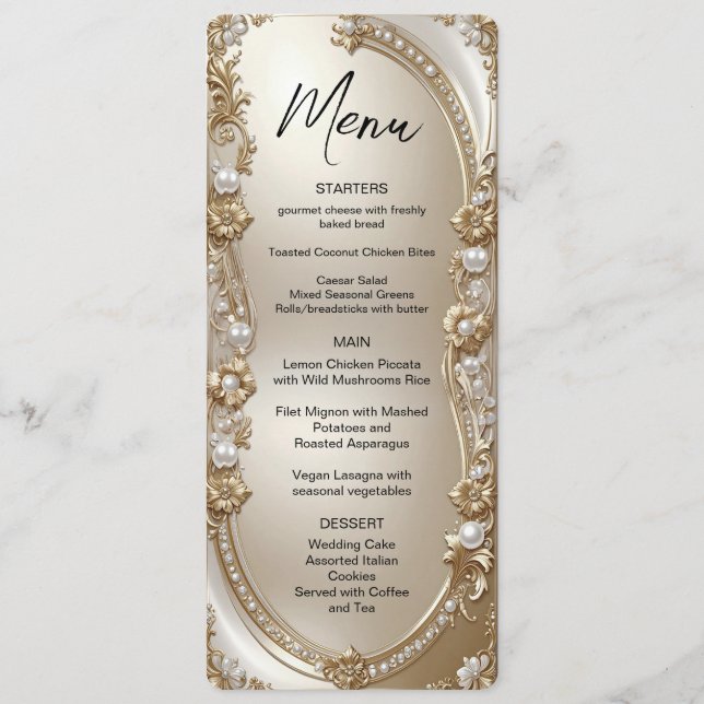 Golden Ornate Frame with Pearls Menu Meny (Framsida)
