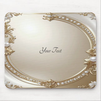Golden Ornate Frame with Pearls Mousepad Musmatta