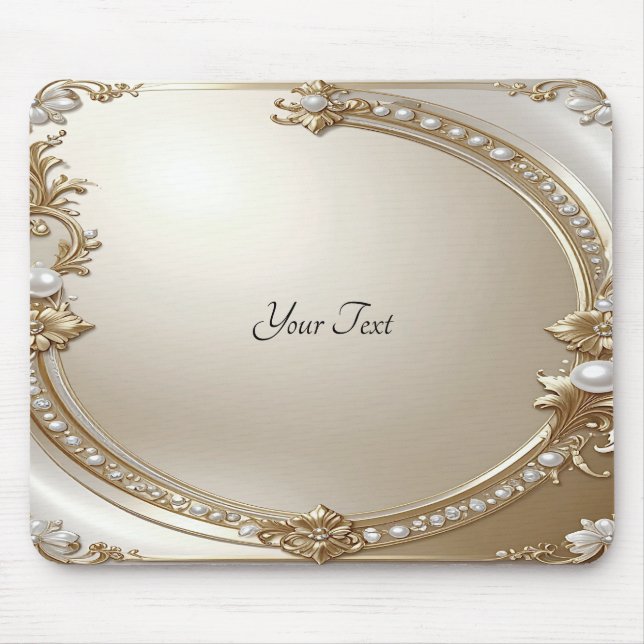 Golden Ornate Frame with Pearls Mousepad Musmatta (Framsidan)