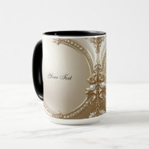 Golden Ornate Frame with Pearls Mug
