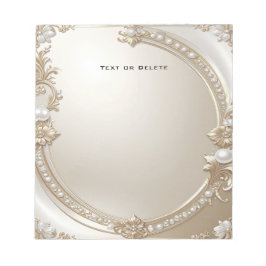 Golden Ornate Frame with Pearls Notepad Anteckningsblock