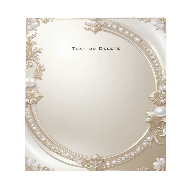 Golden Ornate Frame with Pearls Notepad Anteckningsblock (Framsida)