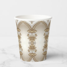 Golden Ornate Frame with Pearls Paper Cups