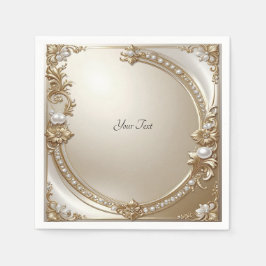 Golden Ornate Frame with Pearls Pappersservett