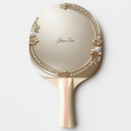 Golden Ornate Frame with Pearls Ping Pong Paddle Pingisracket
