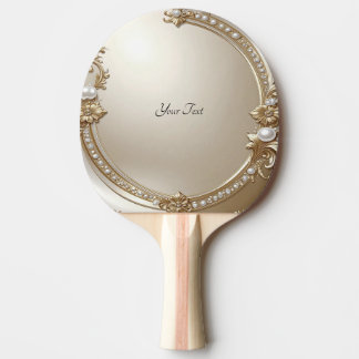 Golden Ornate Frame with Pearls Ping Pong Paddle Pingisracket