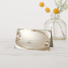 Golden Ornate Frame with Pearls Place Card Placeringskort