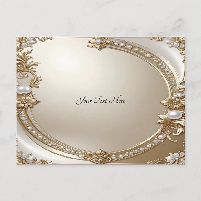 Golden Ornate Frame with Pearls Postcard Vykort (Framsida)