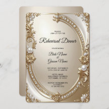 Golden Ornate Frame with Pearls Rehearsal Dinner