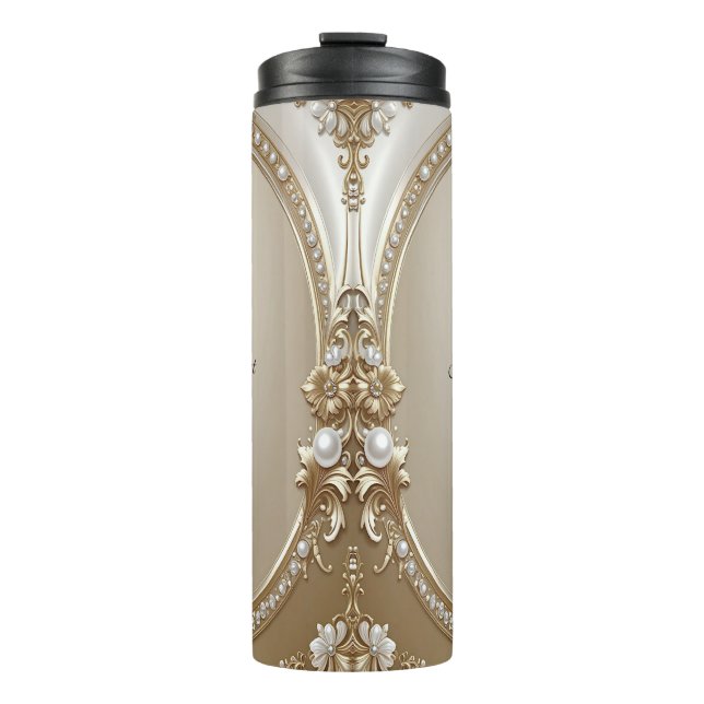 Golden Ornate Frame with Pearls Thermal Tumbler (Framsida)