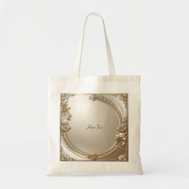 Golden Ornate Frame with Pearls Tote Bag Tygkasse