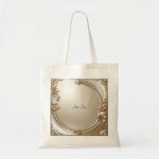 Golden Ornate Frame with Pearls Tote Bag Tygkasse