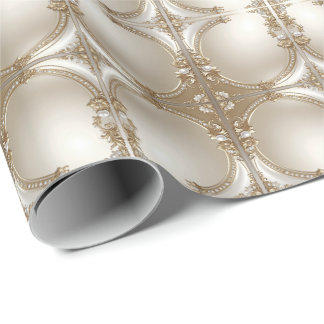 Golden Ornate Frame with Pearls Wrapping Paper Presentpapper