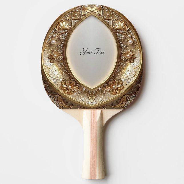Golden Ornate Ping Pong Paddle Pingisracket (Framsidan)