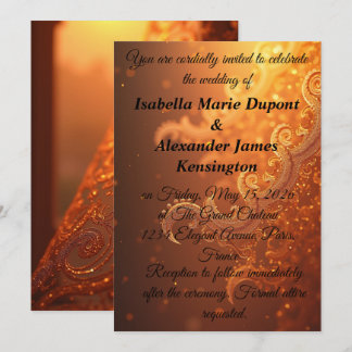 Golden Ornate Radiance: Abstrakt Etheral Swirls Inbjudningar