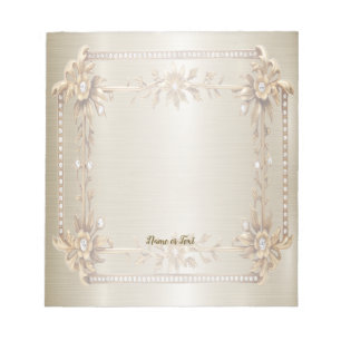 Golden Ornate Rectangle Dimond Flowers Shiny Anteckningsblock