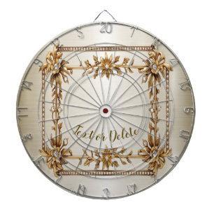 Golden Ornate Rectangle Dimond Flowers Shiny Darttavla