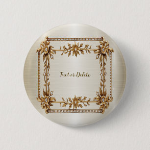 Golden Ornate Rectangle Dimond Flowers Shiny Knapp