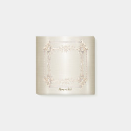 Golden Ornate Rectangle Dimond Flowers Shiny Post-it Block