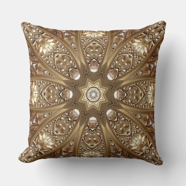 Golden Ornate Throw Pillow Kudde (Framsida)