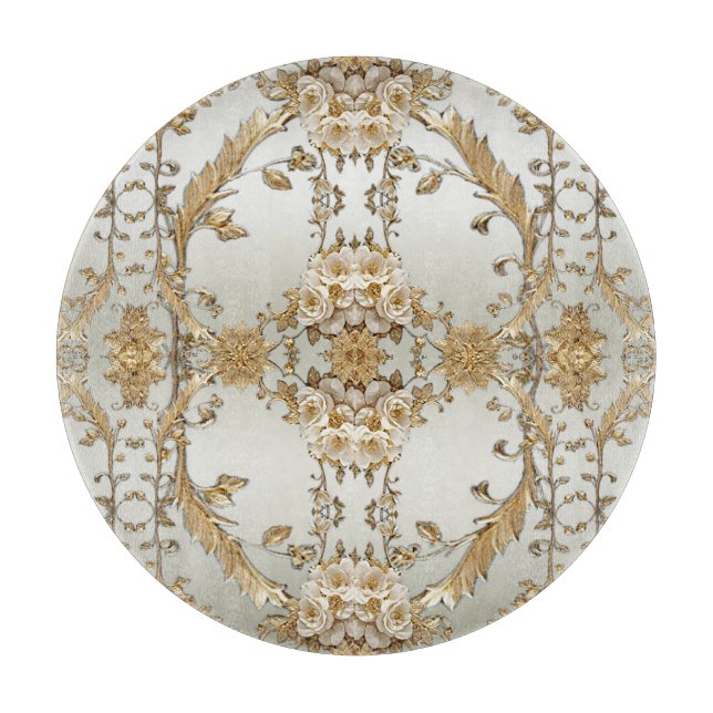 Golden Ornate White Flowers Caking Board (Framsidan)
