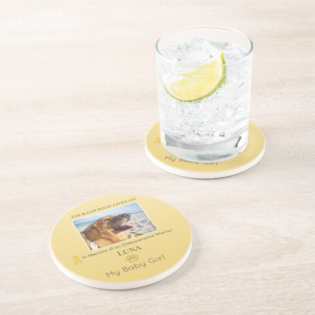 Golden Osteosarcoma Round Pet Tribute Underlägg (Sidan)