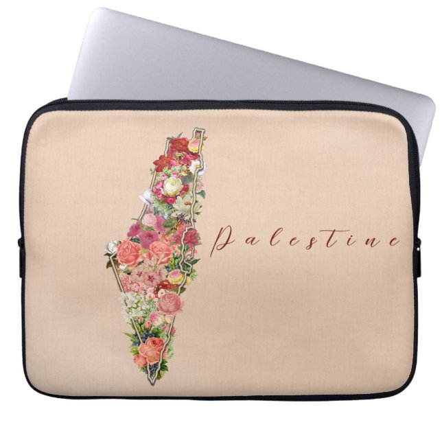 Golden Palestine Karta Flower Fylld Laptop Fodral (Framsidan)