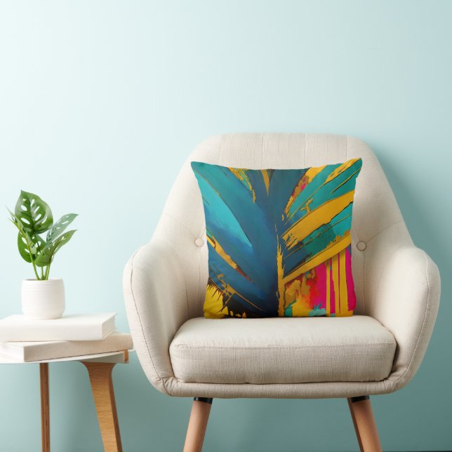 Golden Palm – Abstract Tropical Energy Kudde (Stol)