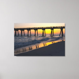 Golden Panama City Beach Sunset Reflection Canvas