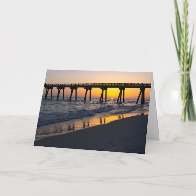 Golden Panama City Beach Sunset Reflection Card Kort (Framsida)
