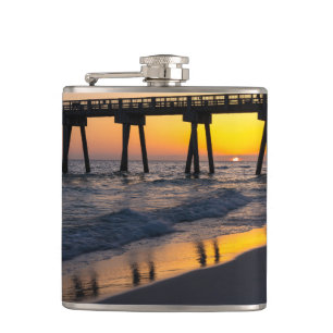 Golden Panama City Beach Sunset Reflection Flask Fickplunta