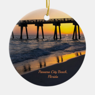 Golden Panama City Beach Sunset Reflection Julgransprydnad Keramik