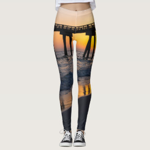 Golden Panama City Beach Sunset Reflection Legging