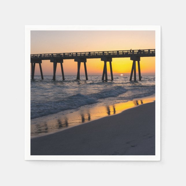 Golden Panama City Beach Sunset Reflection Napkin Pappersservett (Framsidan)