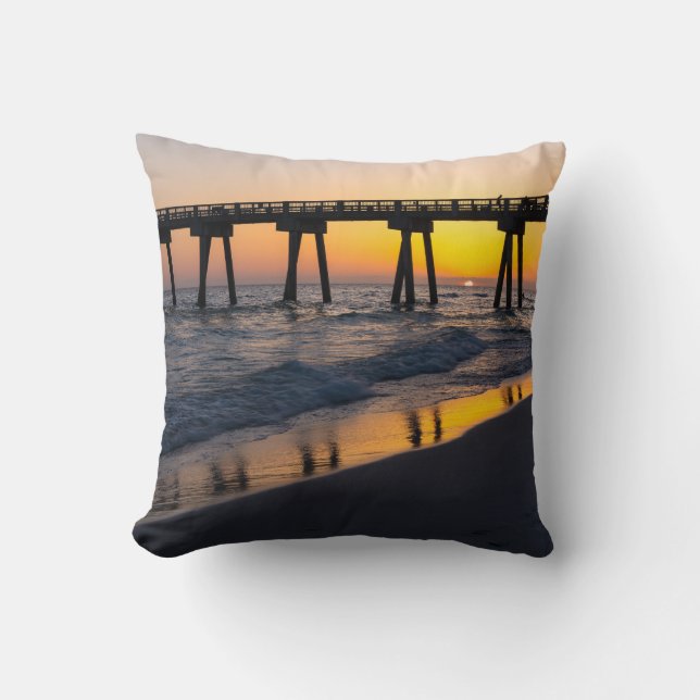 Golden Panama City Beach Sunset Reflection Pillow Kudde (Framsida)