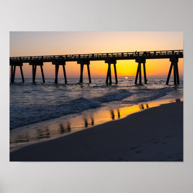 Golden Panama City Beach Sunset Reflection Poster (Framsidan)