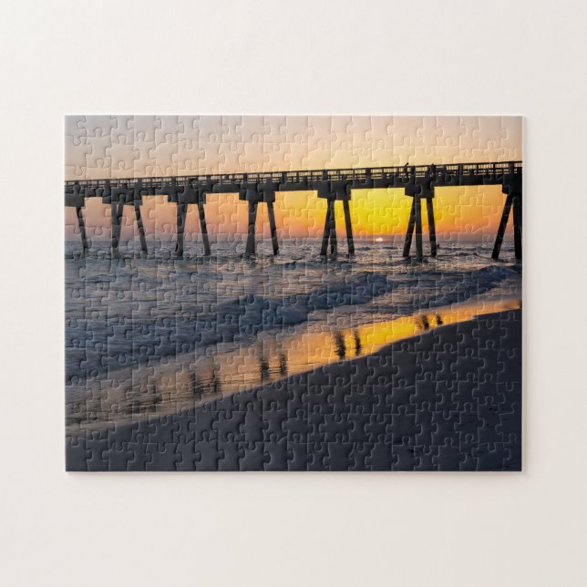 Golden Panama City Beach Sunset Reflection Puzzle Pussel (Horisontell)