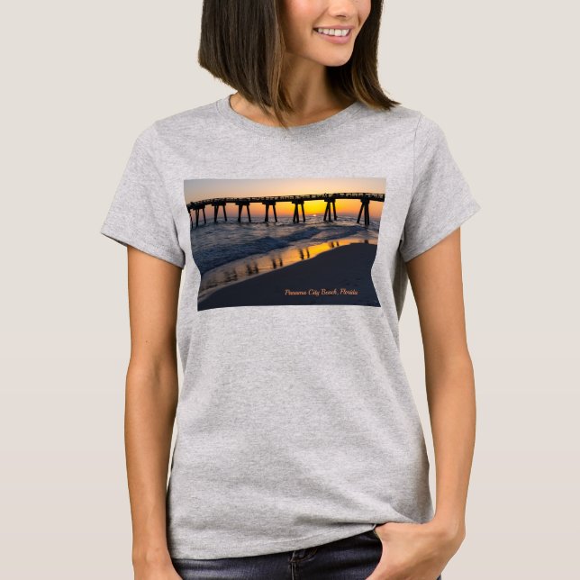 Golden Panama City Beach Sunset Reflection T Shirt (Framsida)