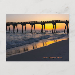 Golden Panama City Beach Sunset Reflection Vykort