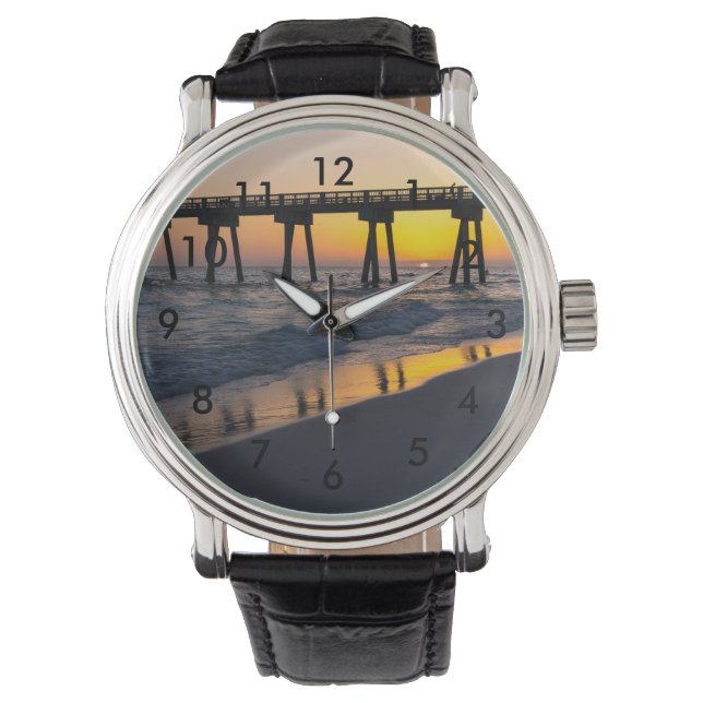 Golden Panama City Beach Sunset Reflection Watch Armbandsur (Framsida)