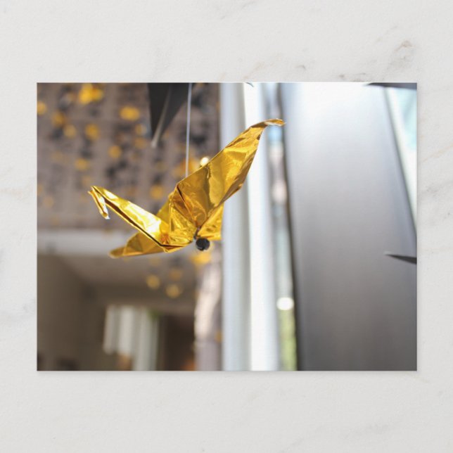 Golden Papper Crane Vykort (Framsida)