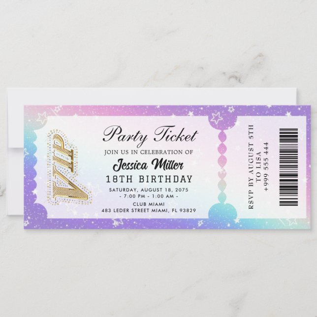 Golden Party Ticket Invitation Inbjudningar (Framsida)
