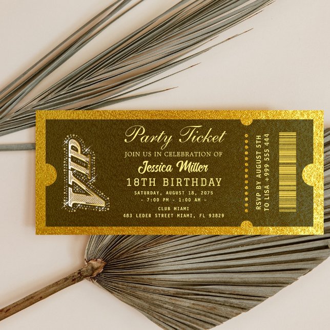 Golden Party Ticket Invitation Inbjudningar (Skapare uppladdad)