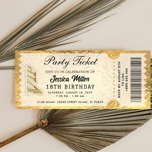 Golden Party Ticket Invitation Inbjudningar (Skapare uppladdad)