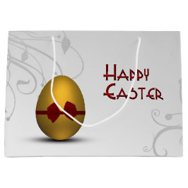 Golden Påskägg med Bow Blommigt Swirl Mönster