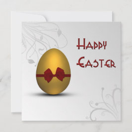 Golden Påskägg med Bow Blommigt Swirl Mönster Inbjudningar