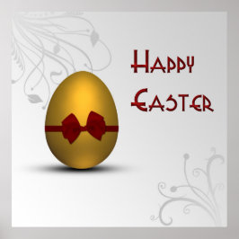 Golden Påskägg med Bow Blommigt Swirl Mönster Poster