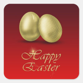 Golden Påskäggs - Sticker Fyrkantigt Klistermärke
