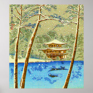 Golden Pavilion Temple 15 Synpunkter från japanska Poster